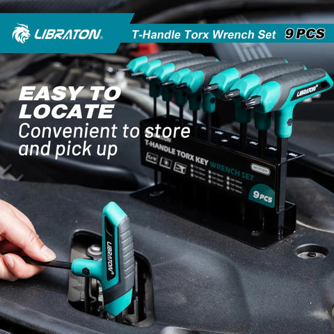 Versatile Torx T Handle Wrench Set With Nine Sizes From T10 To T50 And Two Tip Design for Quick DIY Auto And Bike Repairs in use