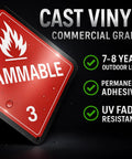 Empty Label Sticker For Warehouse Status And Inventory Marking, durable cast vinyl sign with flammable warning icon on red