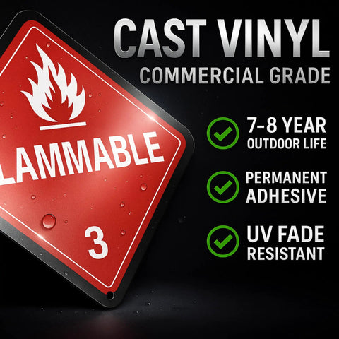 Empty Label Sticker For Warehouse Status And Inventory Marking, durable cast vinyl sign with flammable warning icon on red