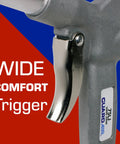 Long John Safety Air Gun with wide comfort trigger, featuring 12-inch aluminum extension, high performance OSHA compliant alloy nozzle.