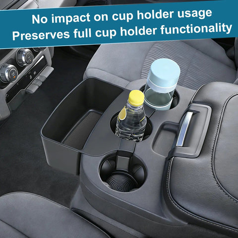 Dodge Ram Center Console Hanging Organizer Box installed in 2013-2026 Ram 1500-3500 jump seat armrest cup holder expander