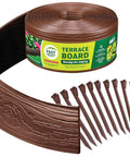 Durable Landscape Edging Coil For Lawn And Garden 40 Ft Long 4 In Tall Terrace Board Border With 10 Stakes Brown HDPE