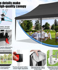 10x20 Pop Up Canopy Tent With Sidewalls And Upgrade Frame For Parties Weatherproof Outdoor Gazebo UPF 50 Plus Waterproof Shelter features and setup details