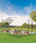 Heavy Duty Large Metal Chicken Coop With Cover Outdoor Run And Spire Roof Enclosure For Backyard Farm Housing Chickens Ducks