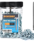 Pocket Hole Screws Eight By One And A Half Inch Zinc Coarse Thread Wood Screws Bulk Pack Of Three Hundred With Washer Head And Square Drive Plus One Hundred Fifty Millimeter Drive Bit Included in clear jar