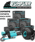 Beefy Heavy Duty 5/16 Inch 50 Foot Synthetic Winch Rope Kit With 12000 Lbs Break Strength, sleeve, hook, stopper, strap