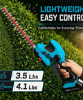 Person using Cordless 20V Hedge Trimmer And Grass Shears Two In One With 12 Inch And 6 Inch Dual Action SK5 Blades in garden