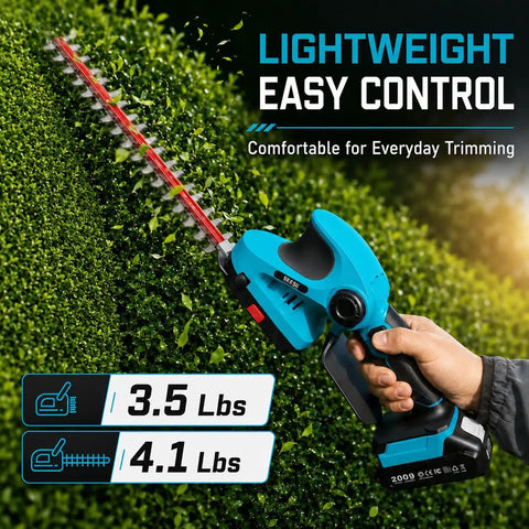Person using Cordless 20V Hedge Trimmer And Grass Shears Two In One With 12 Inch And 6 Inch Dual Action SK5 Blades in garden