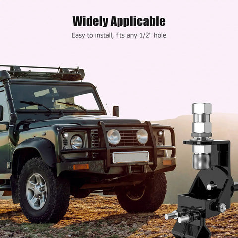 Heavy Duty CB Antenna Stud Mount Adapter Copper Nickel Plated With SO239 Connector on Jeep with rugged terrain
