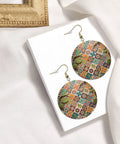 Fresh Grid Print Dangle Earrings for Women Lightweight Silver Plated Faux Leather Statement Drops With Hypoallergenic Rust Proof Hooks on display.