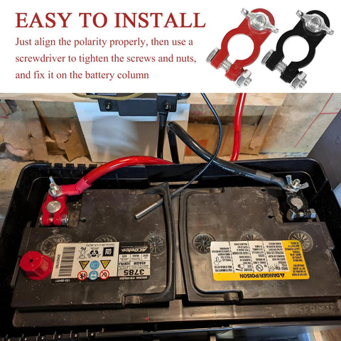 Universal Car Battery Terminal Set Including One Pair Positive And Negative Connectors With Felt Fiber Washers Heavy Duty