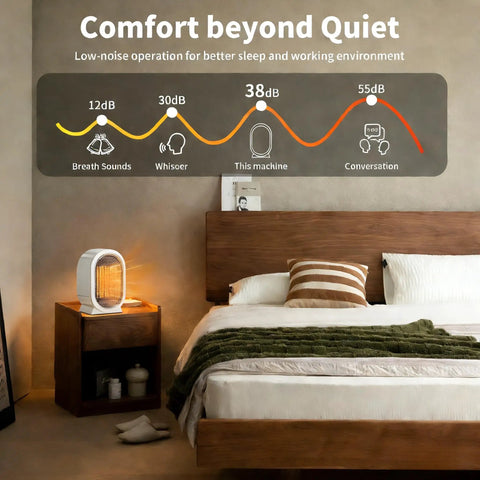 Bedroom featuring Portable Ceramic Space Heater 1200W Indoor Electric Space Heater With Overheat And Tip Over Protection