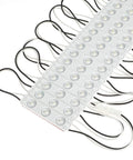 110V AC LED Module White 1.5W Decorative Light For Letter Signs And Advertising Displays With Adhesive Tape Backing Easy Install Cuttable 3LED 2835 SMD 6500K 20 Modules Per String No Transformer Needed, showing LED strip with wires