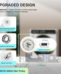 Illustration showing dimensions and features of 4561EL3002A idler pulley in All In One Dryer Repair Kit For LG And Kenmore Dryers