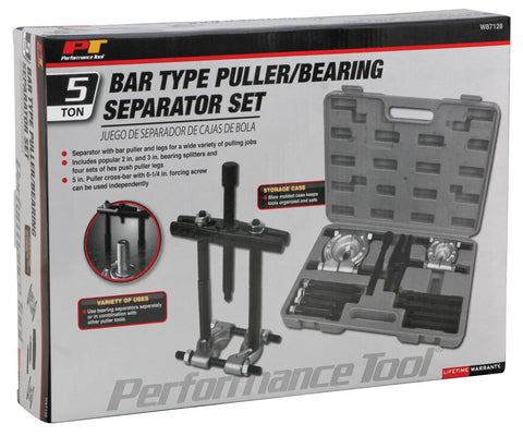 5 Ton Bearing Separator Kit With Bar Puller And Splitters 2 Inch And 3 Inch Hex Push Puller Legs Durable Storage Case packaging