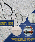 Self Leveling Concrete Crack Filler 3 Pack For Hairline To Quarter Inch Cracks, Waterproof Cement Sealant info on curing time and temperatures.