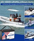 12.8V 100Ah LiFePO4 Battery With Grade A Cells Group 31 Built In 100A BMS Delivers 15000 Deep Cycles And Long Lasting Off Grid Ready Power For Solar Systems Home Energy RVs Boats in marine use