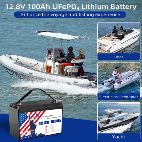 12.8V 100Ah LiFePO4 Battery With Grade A Cells Group 31 Built In 100A BMS Delivers 15000 Deep Cycles And Long Lasting Off Grid Ready Power For Solar Systems Home Energy RVs Boats in marine use