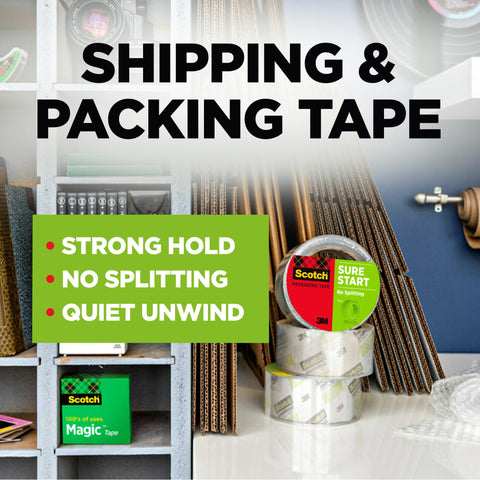 Smooth Operator Clear Shipping Packing Tape With Heavy Duty Dispenser For Quick Box Sealing and Fast Rollout In Bulk Six Pack Supply For Straight Ahead Warehouse Jobs on display with cardboard boxes.