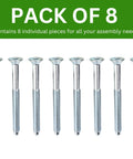 Certified Top Tier Long Screws For Furniture Assembly And Home Repairs Offering Exact Match Replacement For Ikea 123756 Pack Of 8 Heavy Duty Fasteners in silver, ideal for bed and shelf repairs.