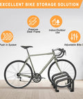 Three Bike Floor Stand For Garage And Indoor And Outdoor Use Space Saving Bike Rack That Mounts To Floor Fits 22 To 28 Inch Wheels
