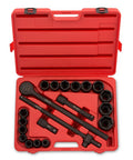 3/4 Inch Drive Jumbo Impact Socket Set, 21 Piece Shallow SAE Sockets From 3/4 Inch To 2 Inch, Heavy Duty Cr-V Steel in red case