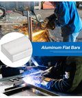 Six Pack Square Aluminum Flat Bar Workhorse One Eighth Inch Thick Five Sixteenth Inch Wide Sixteen Inch Long 6061 Aluminum Alloy Flat Stock For Industrial Building Fabrication Furniture Art And DIY Repairs in use, welding and grinding scene.