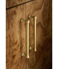Kara 5 1/16 Inch Center To Center Bar Pull In Honey Bronze, Rugged Cabinet Hardware With Premium Feel, Built To Last, Smooth Grip, Lifetime Warranty, Elevates Kitchen And Bath Storage on wood cabinet doors