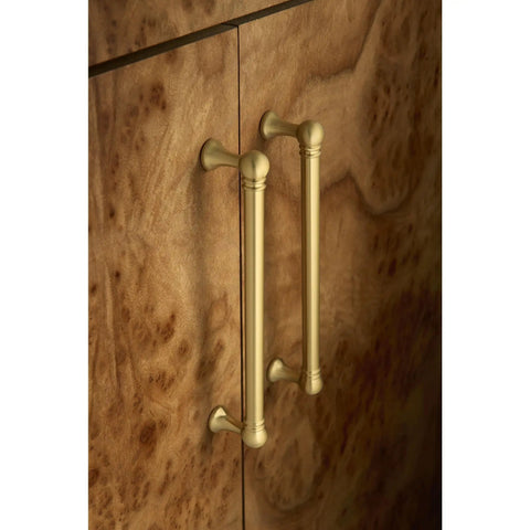 Kara 5 1/16 Inch Center To Center Bar Pull In Honey Bronze, Rugged Cabinet Hardware With Premium Feel, Built To Last, Smooth Grip, Lifetime Warranty, Elevates Kitchen And Bath Storage on wood cabinet doors