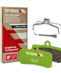 Graphene Compound Mountain Bike Disc Brake Pads For Shimano And TRP Quiet Long Lasting Braking With GraphEx Tech displayed