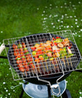Foldable Stainless Steel Fish Grill Basket For Grillin Veggies Shrimp And Meat Portable BBQ Rack on outdoor grill with veggies
