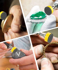 Polishing metal, jewelry with 372 Piece 1 Inch Sanding Disc Set With Hook And Loop Backing Drill And Rotary Tool Polishing Kit.
