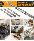 18 Inch Full Extension Drawer Slides With Low Profile Two-Way Metal Ball Bearing Tracks Slick Glide for kitchen cabinets and DIY