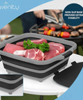 8L Collapsible BBQ Prep Tub With Locking Lid Multifunction Camping Cutting Board And Meat Storage Dish Basin Ideal For Grilling
