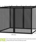 10x10 Ft Pop Up Canopy Mosquito Netting With Zipper Doors Universal Bug Screen Enclosure For Camping Patio And Backyard Create A Bug Free Outdoor Space While You Kick Back Black, dimensions labeled