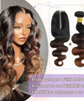 Model with Body Wave Ombre Hair Bundles 16 Inch 100 Percent Real Human Hair T1B 2 30 Chestnut Brown Ombre Color Double Machine Weft
