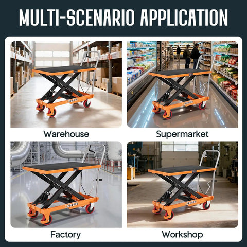 Heavy Duty Hydraulic Lift Table Cart With 1100 Lb Capacity Reliable Pump Smooth Operation Easy To Use For Material Handling Tasks in warehouse.