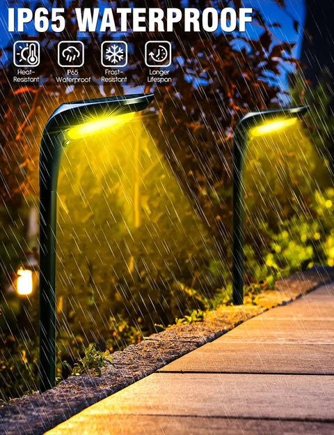 Solar Pathway Lights Outdoor 4 Pack High Brightness 150 LM IP65 Waterproof with Warm and Cool 2 Color Modes No Wiring Required No Fuss Setup Landscape Lighting for Walkways Driveways Gardens Yards Patios