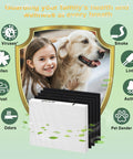 Image of AP-1512HH Replacement Filter Set for Coway Airmega Purifiers with icons of allergens removed, child and dog background.