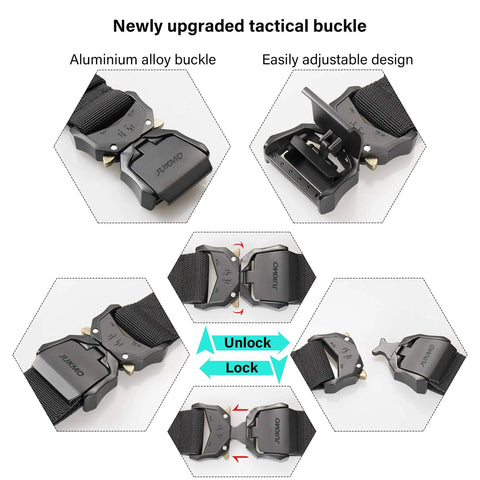 Rugged 1.5 Inch Nylon Tactical Belt With Quick Release Aluminum Buckle showcasing adjustable buckle details for secure fit