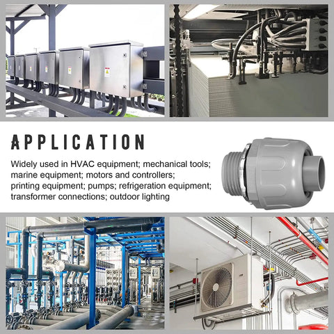 Multiple views of 180 Degree Liquid Tight PVC Conduit Fittings Non Metallic 3/4 Inch Gray 30 Pcs Easy Pull And Rotate Connection.