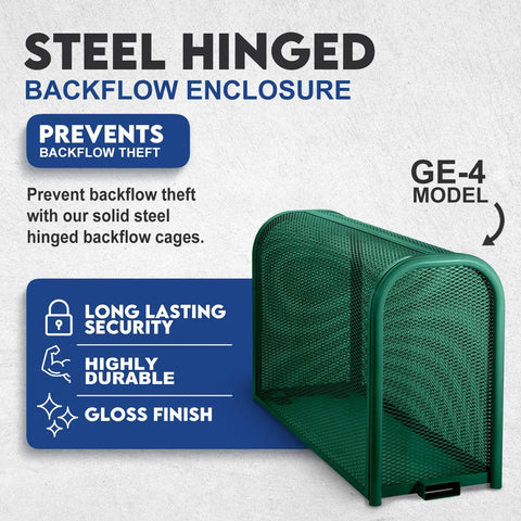 Pro Contractor Grade Heavy Duty Backflow Preventer Security Cage With Lock And Anchor Extra Large steel hinged enclosure for outdoor use.