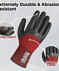Three Pairs Winter Work Gloves With Three Quarters Double Dipped Coating, Built For Real Warmth, Tough Grip And Abrasion Resistance, ANSI A2 Cut Resistant, Large