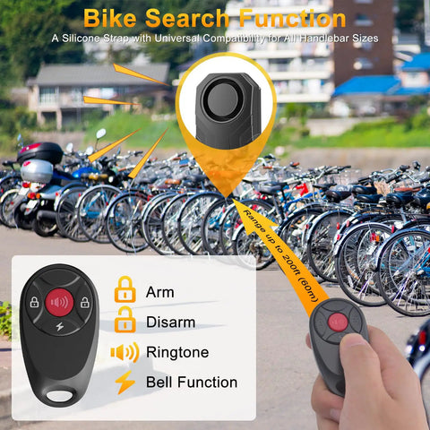 Ultra Loud Bike Alarm With Remote, Anti Theft Vibration Sensor, Waterproof IP65 Security System For Bicycles And E Bikes, Motorcycles, Golf Carts And Trailers, Deterrent 200 Foot Range, Arm Disarm From Afar And Locate Your Ride