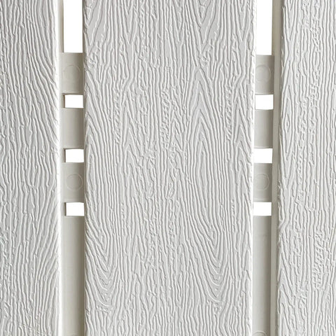 Close-up of wood texture on white Landscape Edging Kit With 6.7 Inch Tall Wood Look Border For Flower Beds And Gardens.