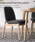 Effortless Carpet Gliding Chair Leg Sliders 8 Pack Clear Silicone With PTFE Bottom installed on chair leg