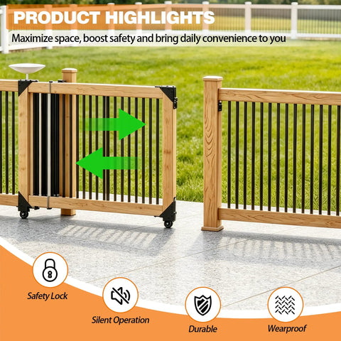 Heavy Duty Sliding Gate Hardware Kit For Wood Fences With Anti Sag Design Space Saving Gate System For Narrow Driveways Pets And Kids Safe Easy Roller Track Installation on wood gate
