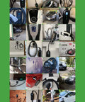 Collage of Level 2 Portable On The Go EV Charger EVSE 220/240V 16A 30ft And 50ft Cable with 14-50P Plug on various locations.