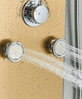 Rock Solid Matte Black Shower System With Ceiling Rainfall Head And Hand Sprayer Featuring Soft LED Glow And Air Injection Valve Designed For Smooth Daily Showers And Worry Free Maintenance, showing chrome controls with water sprays.