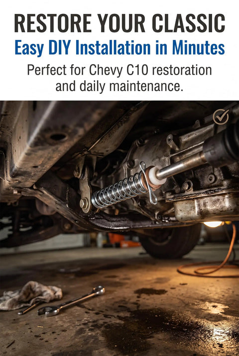 Steering Column Cross Shaft Repair Kit For Classic Chevy Buick GMC, OE Fit 1377083, 1967 To 1988, Easy Rebuild Of Steering Linkage, Restore Smooth, Responsive Driving And Get Your Ride Back On Track. Installed under a Chevy C10.
